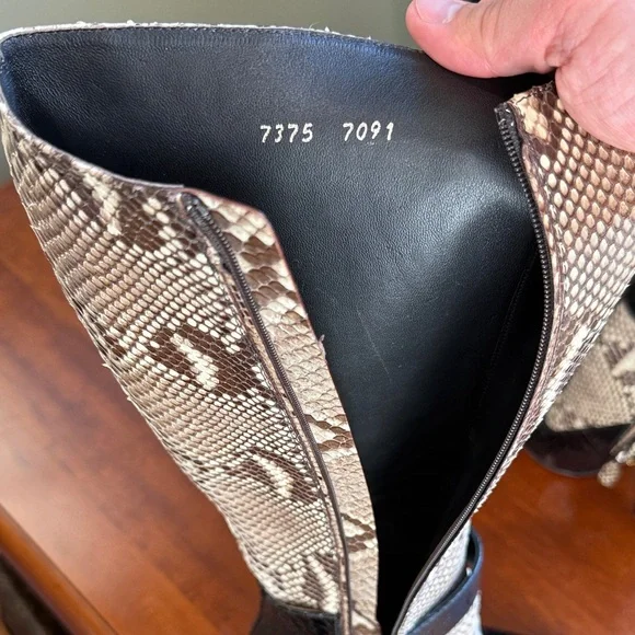 Prada Snakeskin Pattern Knee-High Boots - Picture 6 of 8